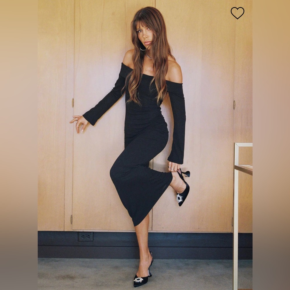 Princess Polly long sleeve maxi dress, size 2, color: black